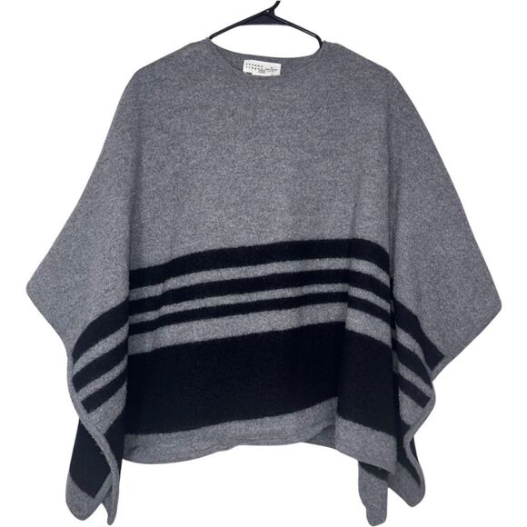 |EUC| KATE SPADE Broome Street Striped Wool Poncho - Picture 1 of 6